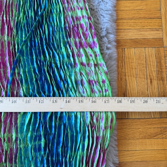 CALYPSO ST BARTH  100% Silk Pleated Maxi Dress Tie Dye Boho Blue Pink Green L - Picture 15 of 15